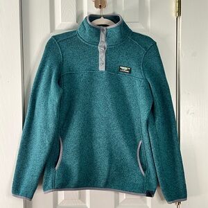 L.L.Bean Teal Sweater Fleece Pullover Snap Neck Cozy Outdoor Quarter Snap Small